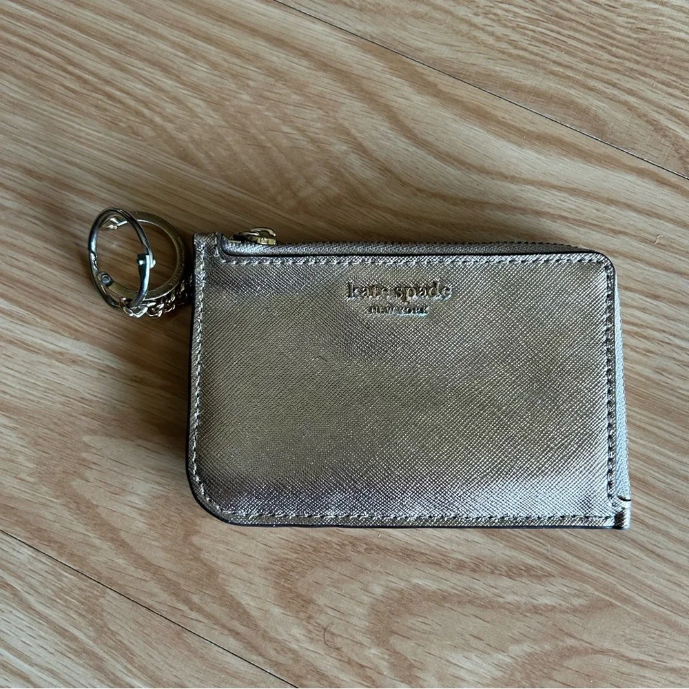 kate spade Metallic Gold Leather Walllet Keychain